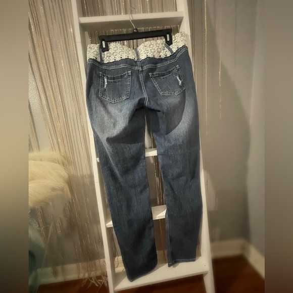Blue Spice Lace Waist, Ripped Denim High Waist Jeans, Size 11 - Picture 4 of 4